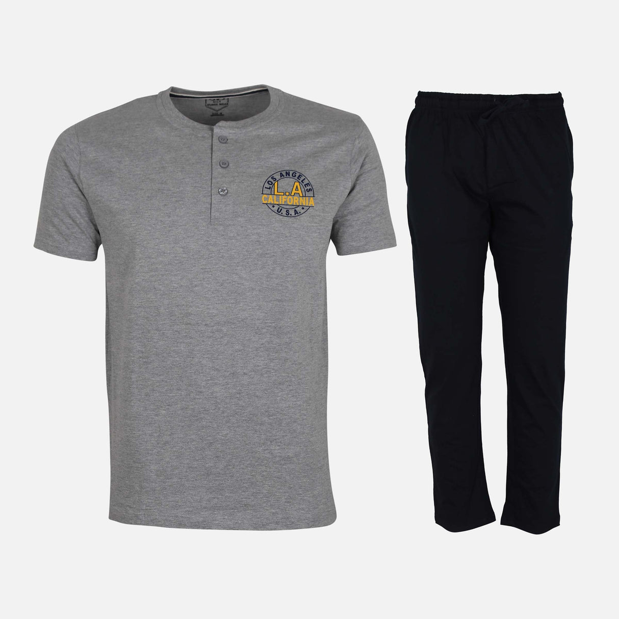 Men Pajama Set (Knit Pant + Henley Tee)