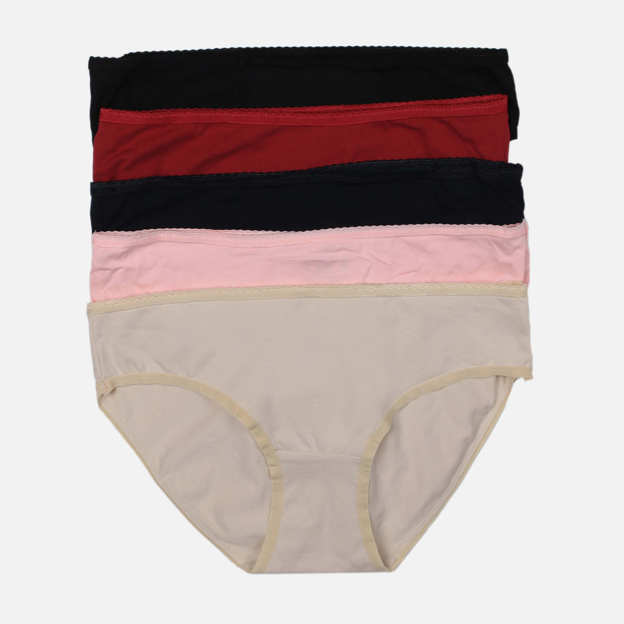 LADIES PANTIES HIPSTER SELF ELASTIC WAIST 5PCS