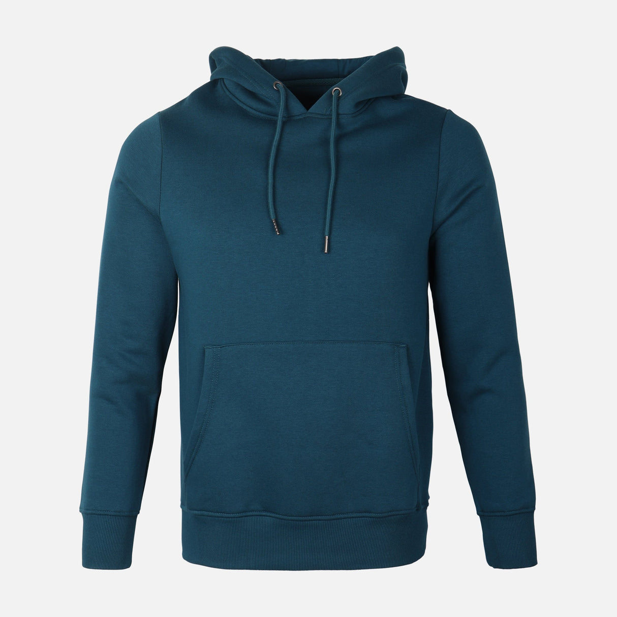 MEN BASIC SOLID FLEECE HOODED PULLOVER