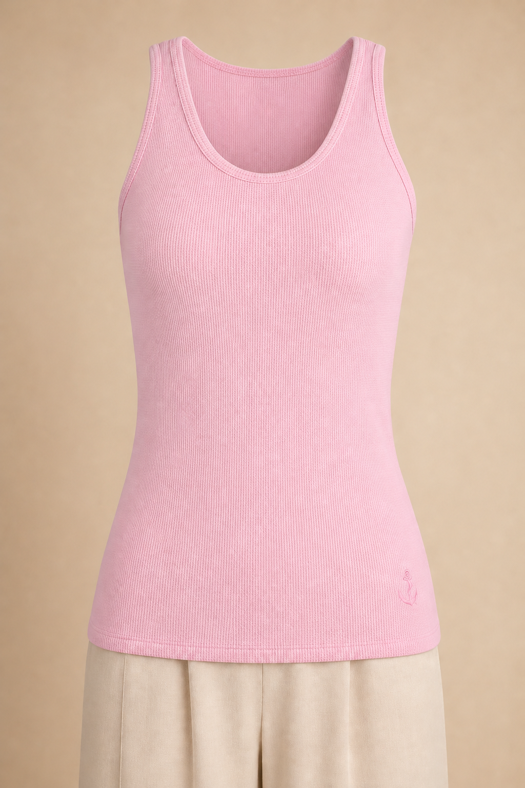 MNBFS78 WOMEN'S WAFFLE TANKTOP / MNBFS78 WOMEN'S WAFFLE TANK - SOFT PINK - on model