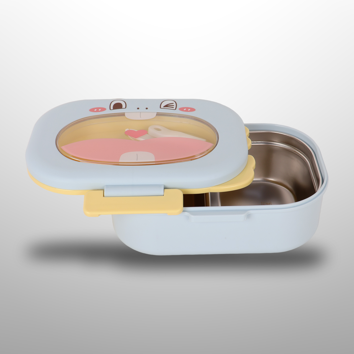 Stainless Steel Lunch Box with 2 Compartments and Clip Lock Lid