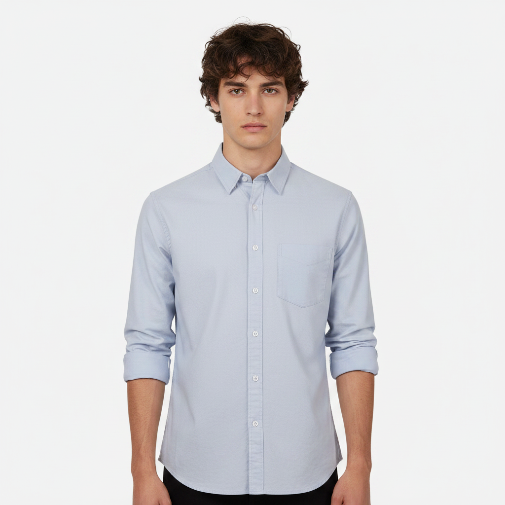 Men Basic Oxford Shirt Long Sleeve Spandex