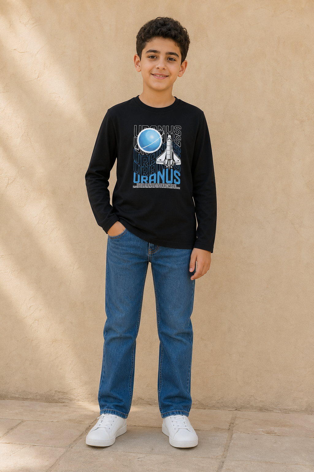 SLSN2645-TB BOYS GRAPHIC T SHIRT / SLSN2645-TB BOYS GRAPHIC - BLACK - on model