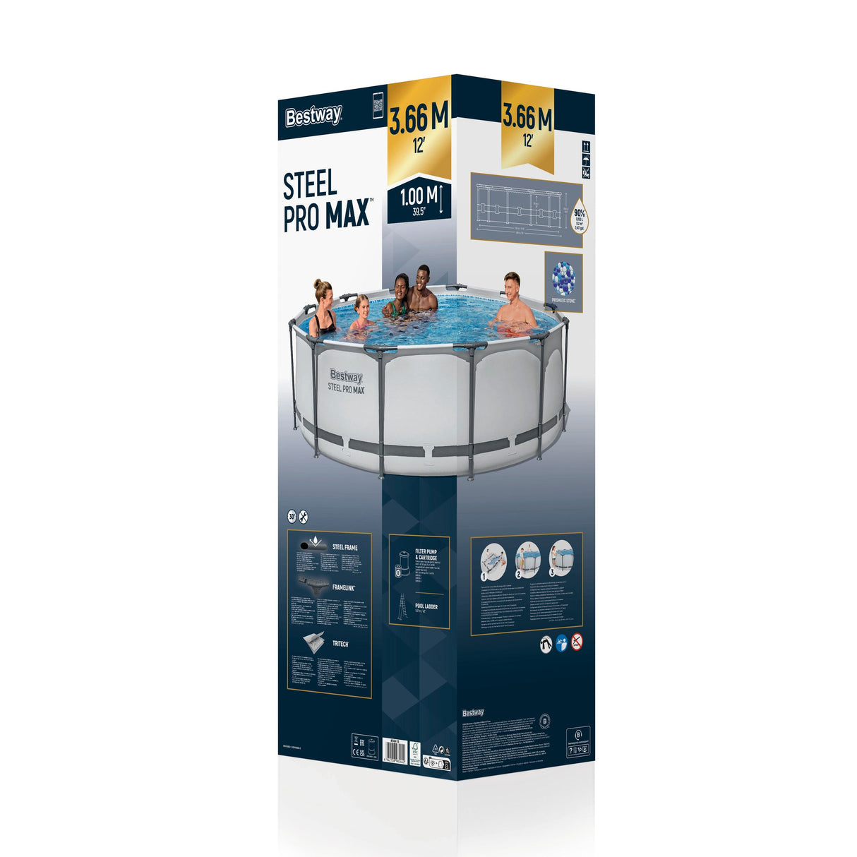 Round Pool Set Steel Pro Max - Above Ground Garden Swimming Pool