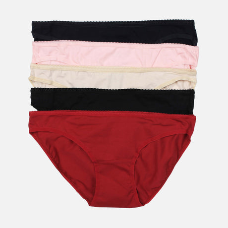 LADIES PANTIES BIKINI SELF ELASTIC WAIST 5PCS