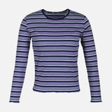 WOMEN RIB STRIPER LONG SLEEVE TEE
