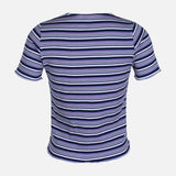 Women Rib Striper Short Sleeve Tee