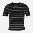 WOMEN RIBBED STRIPE T-SHIRT SHORT SLEEVE 