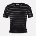 WOMEN RIBBED STRIPE T-SHIRT SHORT SLEEVE 