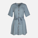 WOMEN 3/4 SLEEVE TENCEL MIDI DRESS