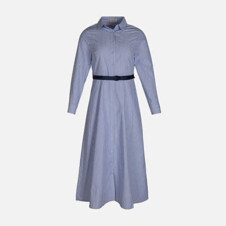 WOMEN LONG SLEEVE STRIPED LONG DRESS