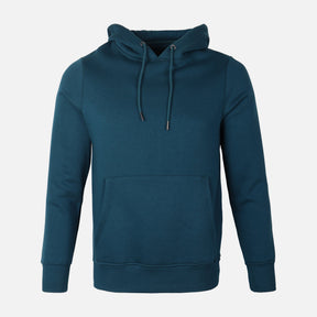 MEN BASIC SOLID FLEECE HOODED PULLOVER