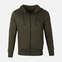 Men Basic Solid Fleece Hooded Cardigan