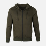 Men Basic Solid Fleece Hooded Cardigan