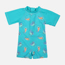 Boys 1 Piece Swimsuit Short Sleeve