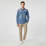 Men Long Sleeve Slub Denim Shirt