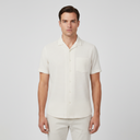 Men Short Sleeve Open Collar Textured Crinkle Shirt