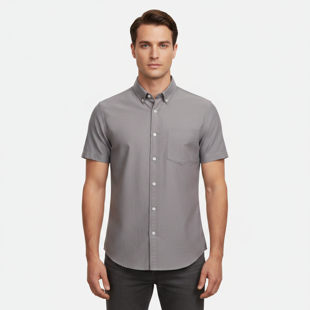 Men Basic Oxford Short Sleeve Shirt