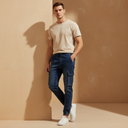 Men Knitted Denim Cargo Pant