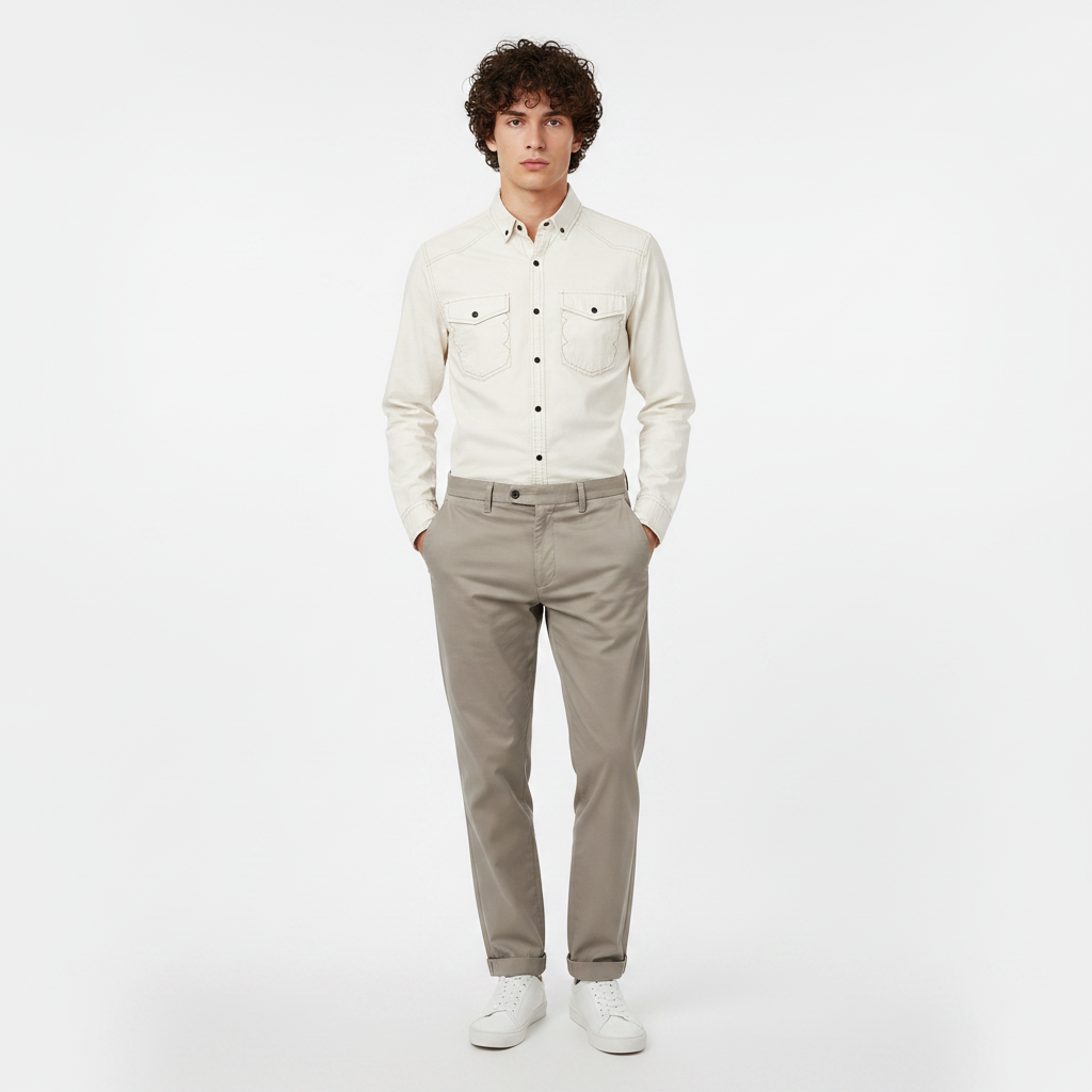 Men Woven Plain Shirt Long Sleeve