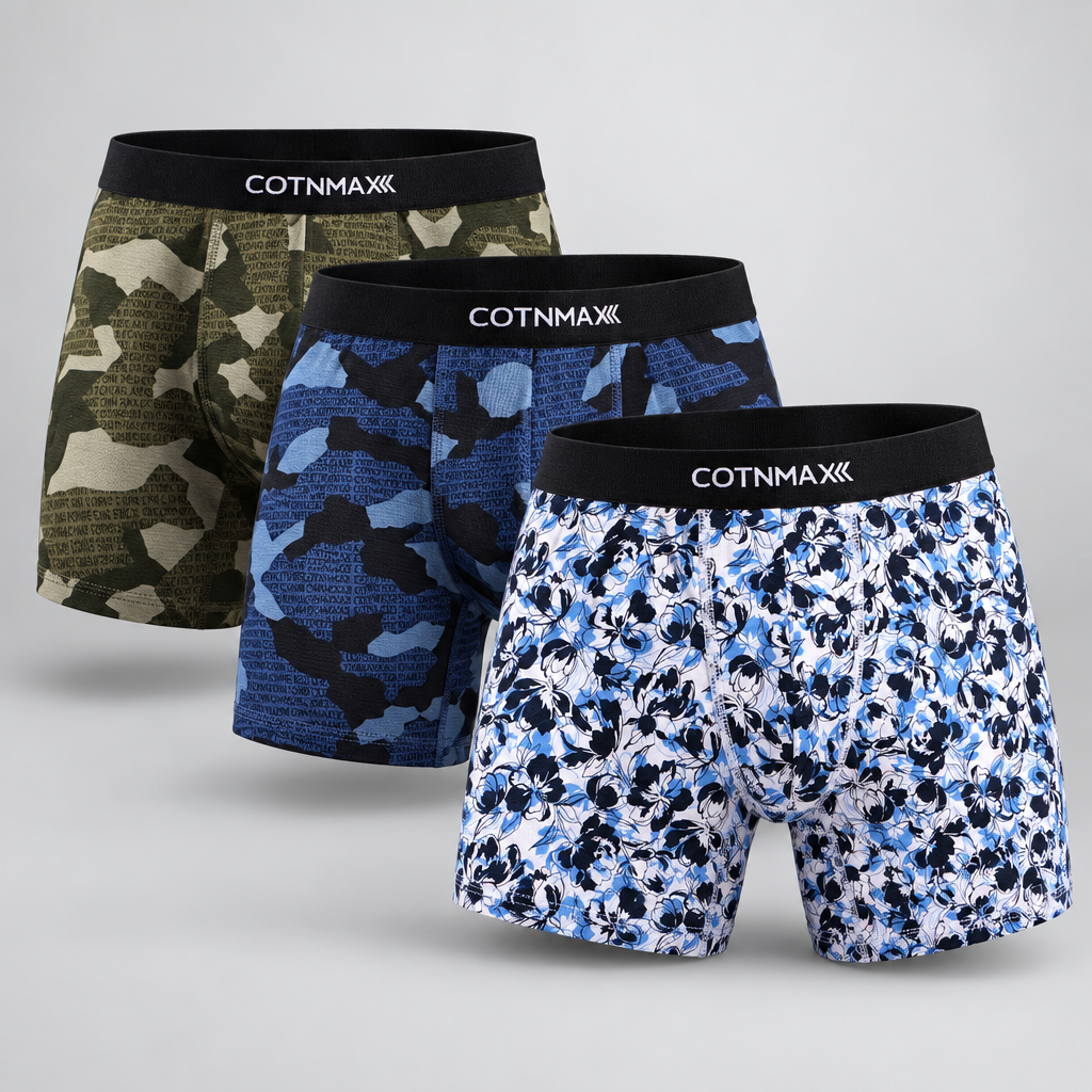 Men Printed Boxer 3 Pieces