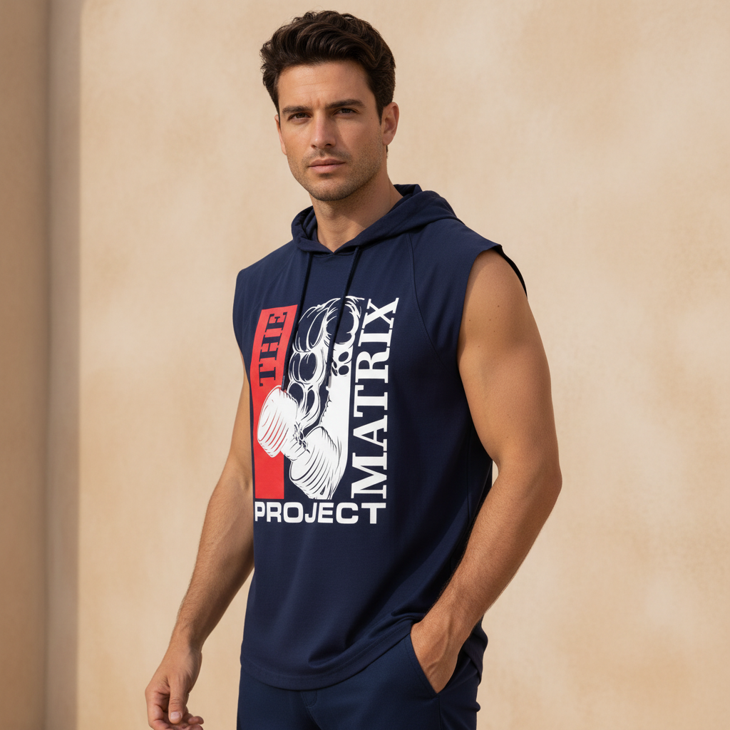 Mens Gym Vest With Hood