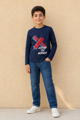 SLSN2635-JB BOYS GRAPHIC T SHIRT / SLSN2635-JB BOYS GRAPHIC - NAVY - on model