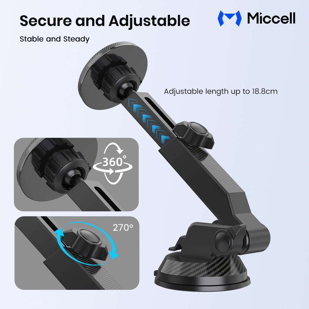 MagSafe Magnetic Car Phone Mount – Suction Cup, 360° Rotation