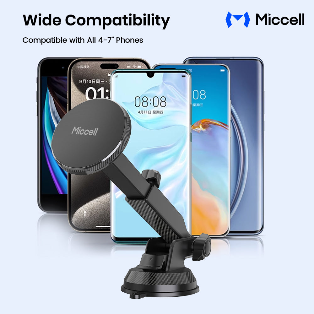 MagSafe Magnetic Car Phone Mount – Suction Cup, 360° Rotation