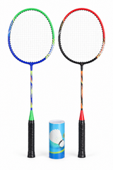 Aluminum & Steel Alloy Badminton Racket Set 2 Rackets & Shuttlecock Tube