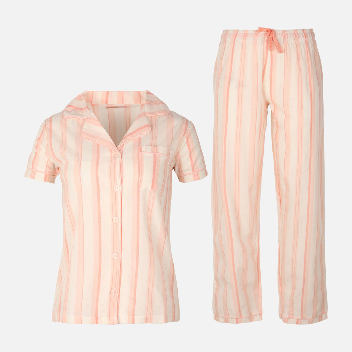 Womens Striped Pyjama Set Short Sleeve Top And Pant