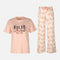 Womens Pyjama Set Short Sleeve Top And Wide Leg Pant