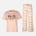 Womens Pyjama Set Short Sleeve Top And Wide Leg Pant