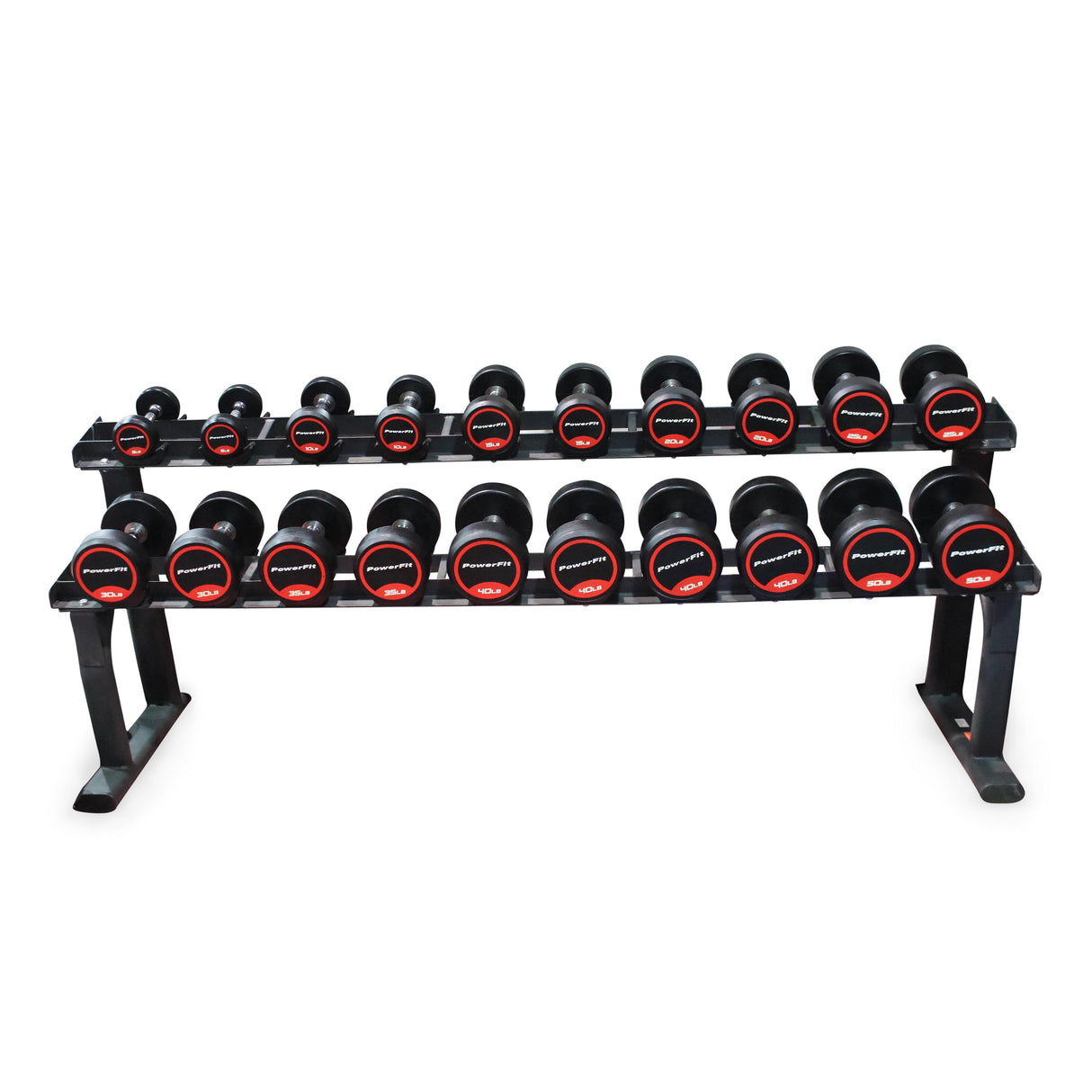 Round Head Rubber Dumbbell Set 5-50 lb Without Stand